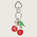 JUICY COUTURE WOMAN DOLLAR KEYCHAIN ZINC/IRON ALLOY SHINY NICKEL CHERRY RED