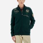 LA MARTINA MEN'S FULL ZIP LAMBSWOOL SWEATER POLO PLAYER BARCLAY PINE GROVE