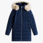 TOMMY HILFIGER WOMAN PUFFER MW DOWN SLIM COAT WITH FUR DARK NAVY BLUE - Image 4