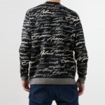 EMPORIO ARMANI EA7 MEN WOOL SWEATER WITH ALL-OVER LOGO BLACK - Image 2