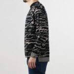 EMPORIO ARMANI EA7 MEN WOOL SWEATER WITH ALL-OVER LOGO BLACK - Image 4