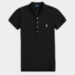 POLO RALPH LAUREN WOMAN SLIM FIT STRETCH POLO SHIRT BLACK - Image 4