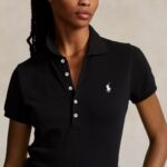 POLO RALPH LAUREN WOMAN SLIM FIT STRETCH POLO SHIRT BLACK - Image 3