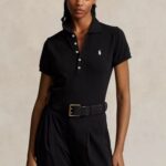 POLO RALPH LAUREN WOMAN SLIM FIT STRETCH POLO SHIRT BLACK