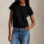 POLO RALPH LAUREN WOMAN CLASSIC SHRUNKEN FIT JERSEY T-SHIRT BLACK