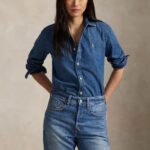 POLO RALPH LAUREN WOMEN'S FIT SLIM FIT DENIM SHIRT FIT MERCED WASH
