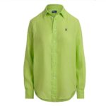 POLO RALPH LAUREN WOMEN'S CLASSIC FIT LINEN SHIRT ELECTRIC LIME - Image 3