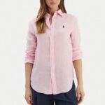POLO RALPH LAUREN WOMEN'S CLASSIC FIT SHIRT CARMEL PINK