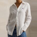 POLO RALPH LAUREN WOMEN'S CLASSIC FIT LINEN SHIRT WHITE