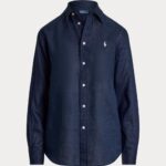 POLO RALPH LAUREN WOMEN'S CLASSIC FIT LINEN SHIRT TIDAL NAVY - Image 4