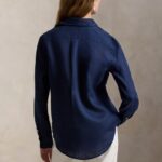 POLO RALPH LAUREN WOMEN'S CLASSIC FIT LINEN SHIRT TIDAL NAVY - Image 2