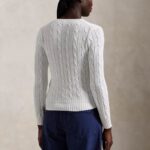 POLO RALPH LAUREN WOMAN CABLE-KNIT COTTON V-NECK JUMPER WHITE - Image 2
