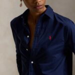 POLO RALPH LAUREN WOMEN'S CLASSIC FIT COTTON TWILL SHIRT REFINED NAVY - Image 3
