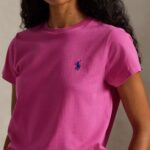POLO RALPH LAUREN WOMAN CLASSIC FIT COTTON JERSEY CREWNECK TEE ACCENT PINK - Image 3