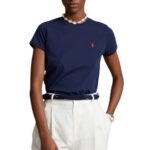 POLO RALPH LAUREN WOMAN CREW NECK SLIM FIT T-SHIRT NAVY