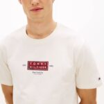 TOMMY HILFIGER MEN HERITAGE LOGO JERSEY CREW NECK T-SHIRT IVORY PETAL - Image 3