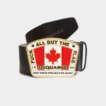 DSQUARED2 MEN CANADIAN FLAG PLAQUE BELT BLACK