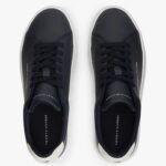 TOMMY HILFIGER MEN'S SNEAKERS LOGO COURT TRAINERS WITH LEATHER NAVY BLUE - Image 4
