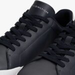 TOMMY HILFIGER MEN'S SNEAKERS LOGO COURT TRAINERS WITH LEATHER NAVY BLUE - Image 5