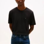 TOMMY HILFIGER MEN'S FLAG EMROIDERY CREW NECK T-SHIRT BLACK