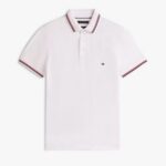 TOMMY HILFIGER MEN'S SLIM FIT TIPPED POLO SHIRT WHITE - Image 4