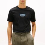 TOMMY HILFIGER MEN HERITAGE LOGO JERSEY CREW NECK T-SHIRT BLACK