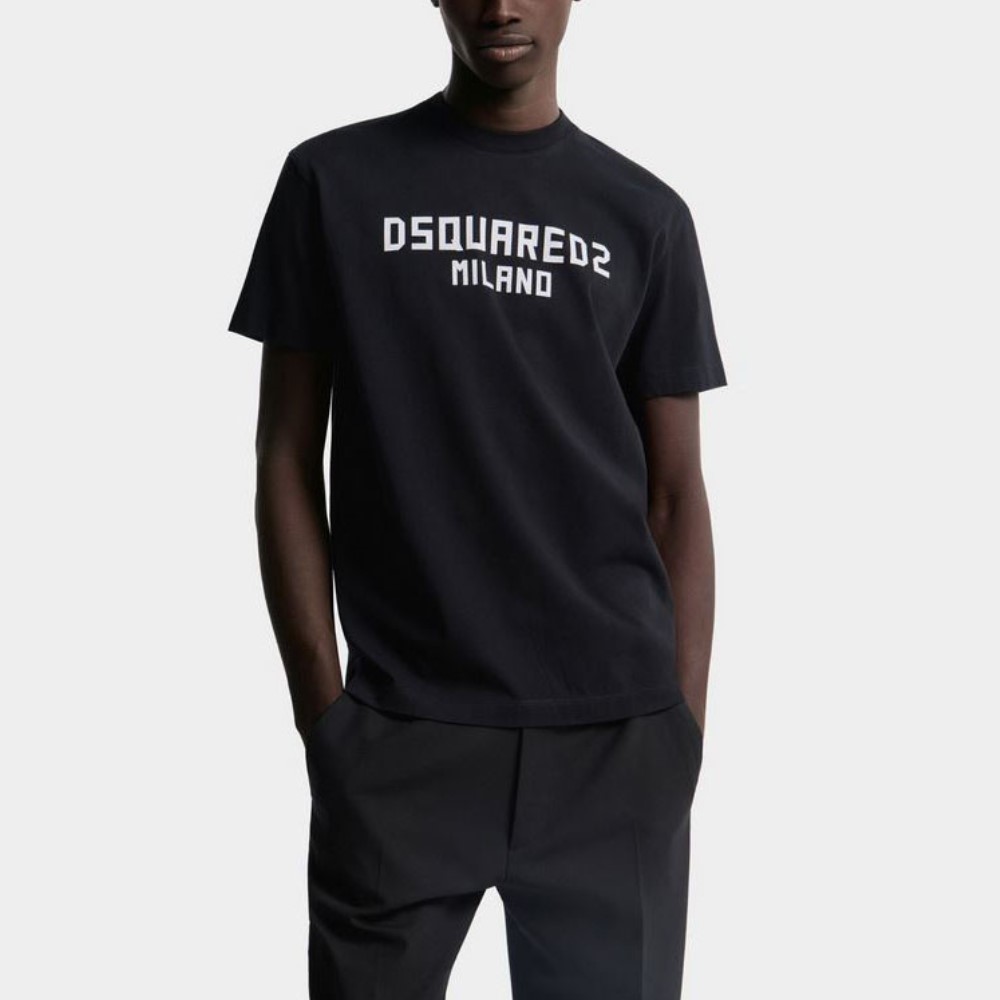 S74GD1520-900-3 DSQUARED2 MEN'S MILANO COOL FIT T-SHIRT BLACK - Image 1