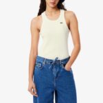 LACOSTE WOMEN'S ORGANIC COTTON TANK SLIM FIT FLOUR