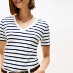 TOMMY HILFIGER WOMEN'S EXT SLIM CODY V-NK SS BRETON/ECU/DARK NIGHT NAVY - Image 3