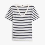 TOMMY HILFIGER WOMEN'S EXT SLIM CODY V-NK SS BRETON/ECU/DARK NIGHT NAVY - Image 4