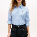 TOMMY HILFIGER WOMAN CLASSIC REGULAR FIT POPLIN SHIRT CLASSIC ITHACA STP MESMERIZING BLUE