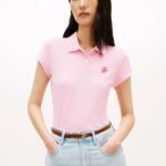 TOMMY HILFIGER WOMEN'S TH SCRIPT SLIM SS POLO CLASSIC PINK