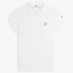 TOMMY HILFIGER WOMEN'S TH SCRIPT SLIM SS POLO ECRU - Image 4