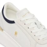 TOMMY HILFIGER WOMEN'S TH SATIN PLATFORM SNEAKERS ECRU/SPACE BLUE - Image 4