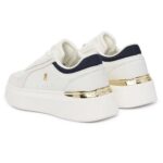 TOMMY HILFIGER WOMEN'S TH SATIN PLATFORM SNEAKERS ECRU/SPACE BLUE - Image 2