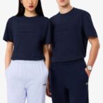 LACOSTE UNISEX EMBROIDERED COTTON T-SHIRT NAVY BLUE
