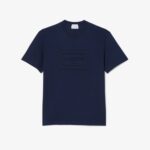 LACOSTE UNISEX EMBROIDERED COTTON T-SHIRT NAVY BLUE - Image 3