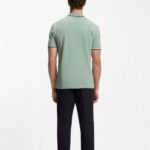 BOSS MAN PADDY POLO SHIRT IN COTTON PIQUE OPEN GREEN - Image 2