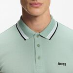 BOSS MAN PADDY POLO SHIRT IN COTTON PIQUE OPEN GREEN - Image 3