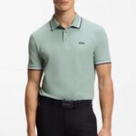 BOSS MAN PADDY POLO SHIRT IN COTTON PIQUE OPEN GREEN