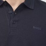 BOSS MAN PADDY POLO SHIRT IN COTTON PIQUE DARK BLUE - Image 3