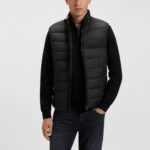 BOSS MEN'S WATER-REPELLENT H-CENITO GILET WITH TONAL LOGO BLACK