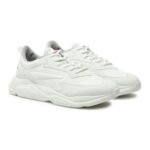 HUGO MEN'S SNEAKERS LOGO-COUNTER TRAINERS WITH CANVAS-EFFECT FABRIC OPEN WHITE - Image 2