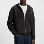 HUGO MEN'S RELAXED-FIT HOODIE IN COTTON TERRY WITH LOGO DETAIL BLACK