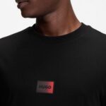 HUGO MEN'S T-SHIRT IN COTTON-JERSEY WITH GRADIENT LOGO LABEL BLACK - Image 3