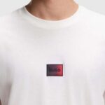 HUGO MEN'S T-SHIRT IN COTTON-JERSEY WITH GRADIENT LOGO LABEL WHITE - Image 2