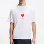 HUGO MEN'S COTTON-JERSEY T-SHIRT WITH OROGAMI-HEART PRINTS WHITE