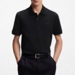 BOSS MAN PALLAS POLO SHIRT IN COTTON PIQUE WITH ENBROIDERED LOGO BLACK