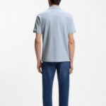 BOSS MAN PALLAS POLO SHIRT IN COTTON PIQUE WITH ENBROIDERED LOGO LIGHT/PASTEL BLUE - Image 2