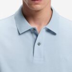 BOSS MAN PALLAS POLO SHIRT IN COTTON PIQUE WITH ENBROIDERED LOGO LIGHT/PASTEL BLUE - Image 3